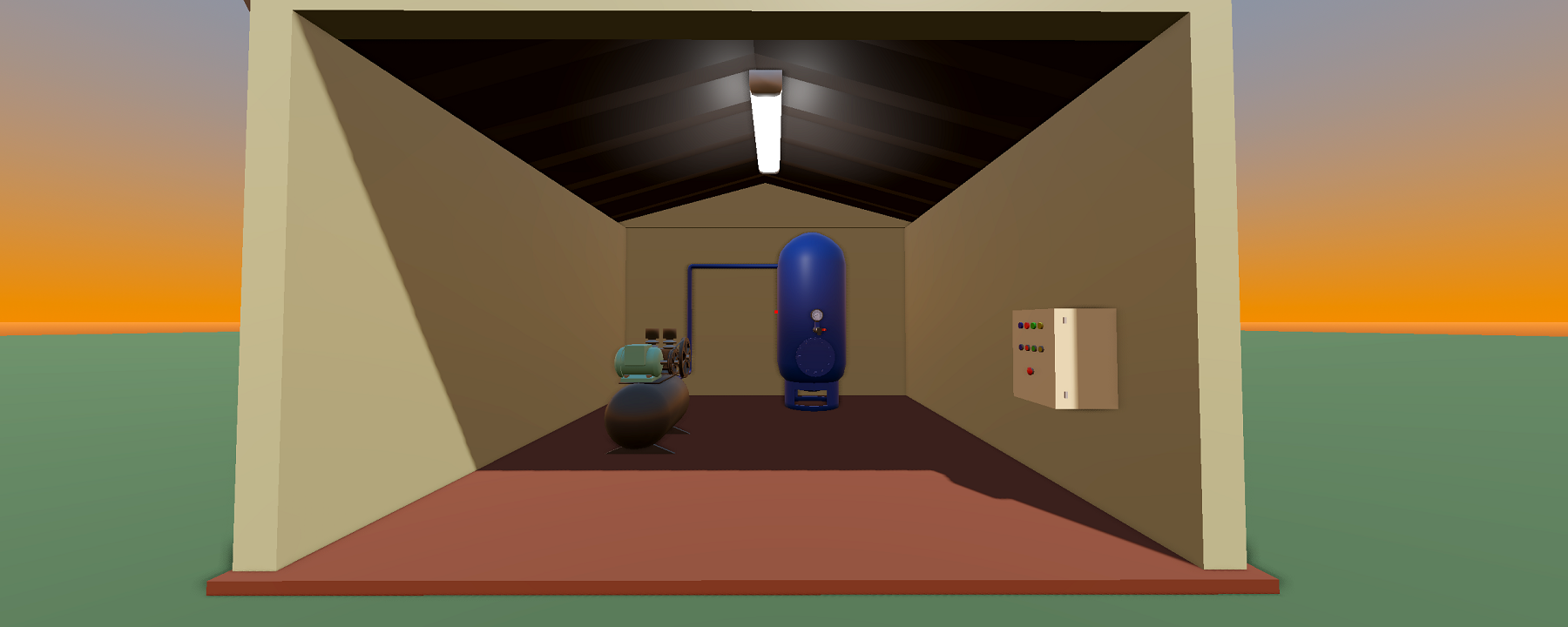 Compressor de ar em cenário 3D do VTELab